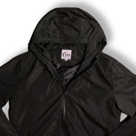NWOT ZYIA Active Minimalist Hooded Black Bomber / Running Jacket sz XL - Picture 4 of 6